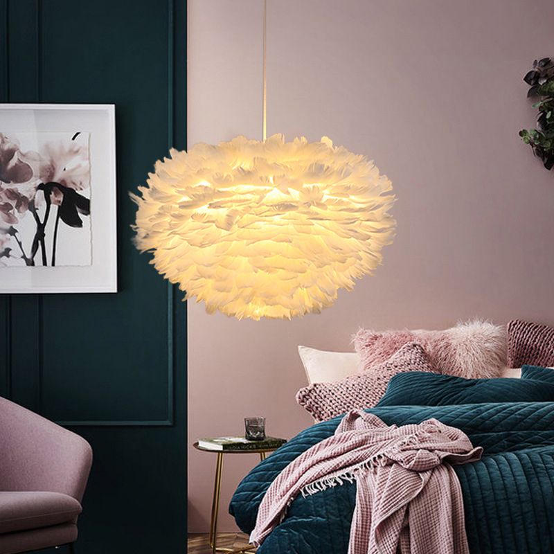 Lámpara de lámpara esférica lámpara moderna simplicidad de plumas de tono colgante para restaurante para restaurante