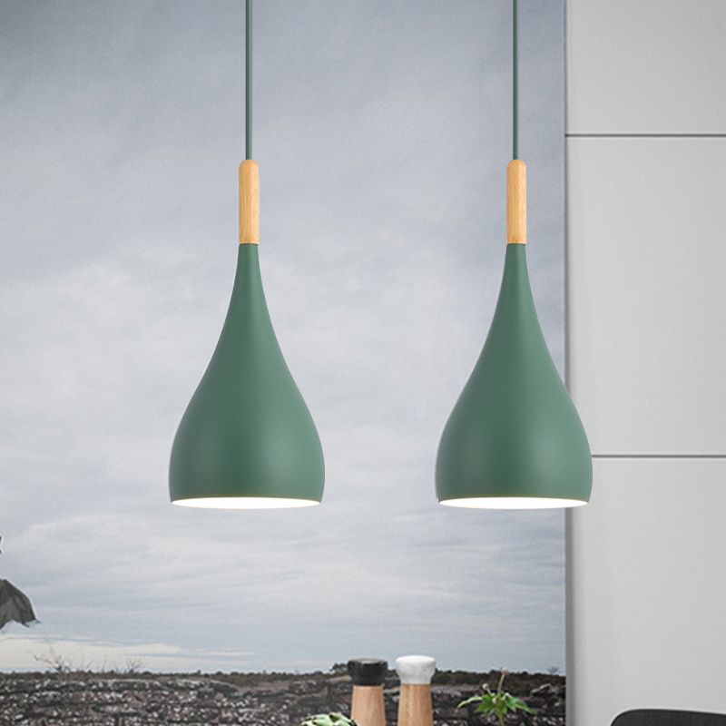 Macaron Raindrop Plafond Pendant Light Light Aluminium 1 Light Dining Room Hanging Lamp Kit en gris / rouge / bleu