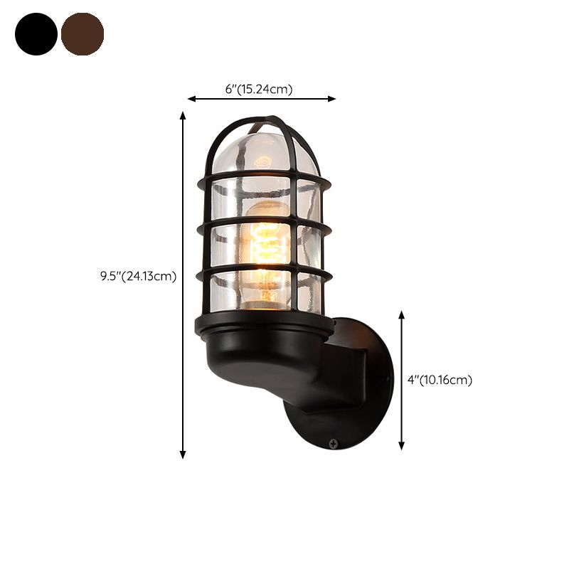 Glass Shaded Lighting Industrial Metallic Wall Light for Foyer