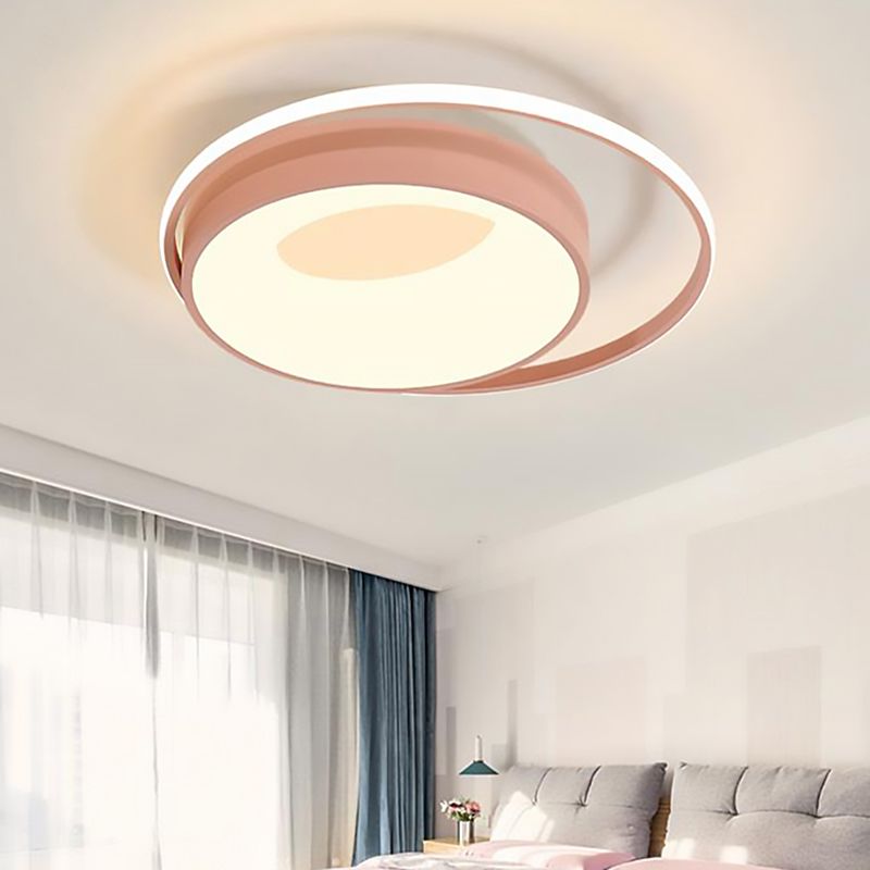 Plafonnier rond en acrylique à LED moderne blanc/rose/bleu, luminaire de plafond en lumière chaude/blanche/neutre, 40,6 cm/49,5 cm de large