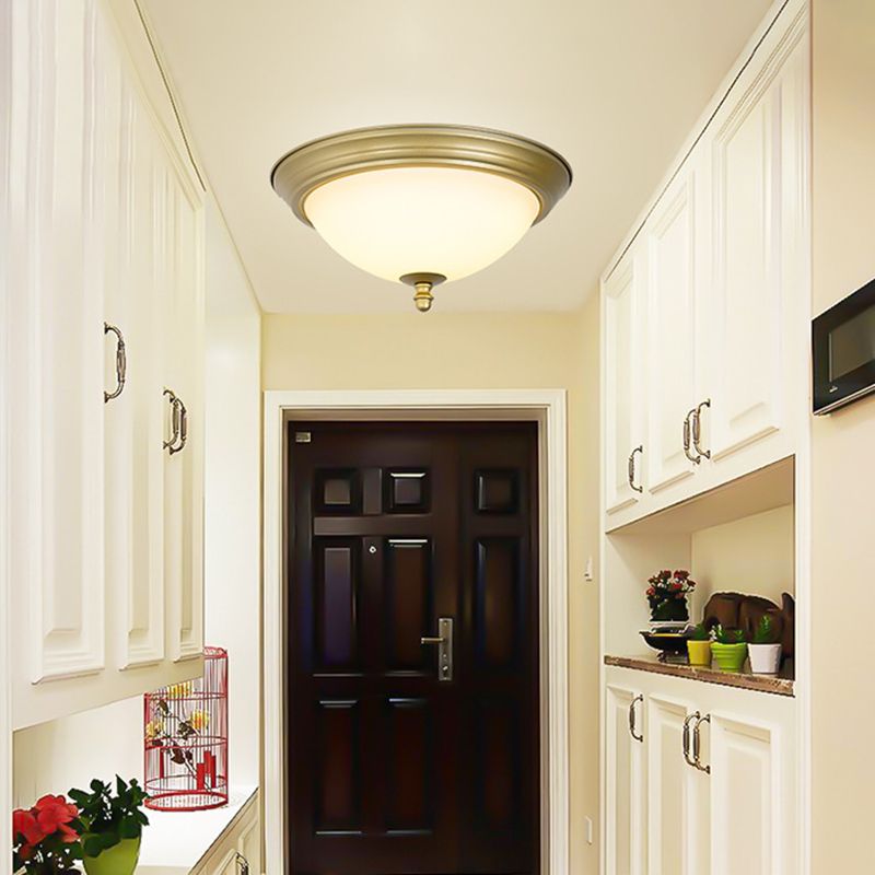 Glass Ceiling Mount Light Fixture Bowl-Shaped LED Traditional Flush Mount Ceiling Light Fixture