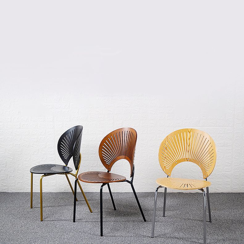 Ensemble de chaises de salle à manger de cuisine en bois de style moderne, chaises latérales à dossier ouvert