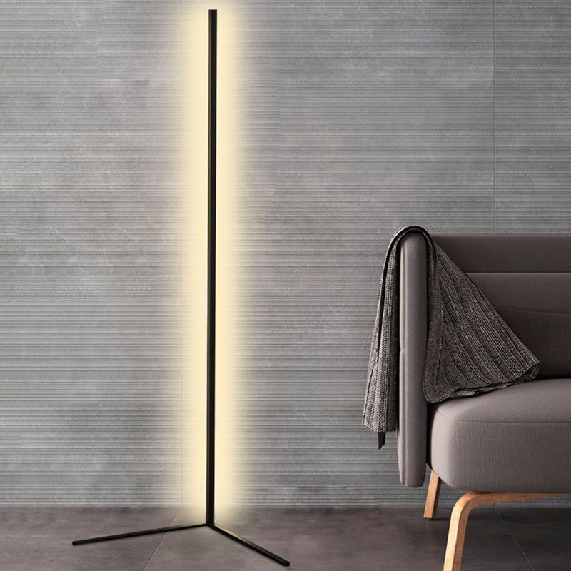 Contemporary Linear Floor Lamp Metal Black LED Floor Light for Living Room