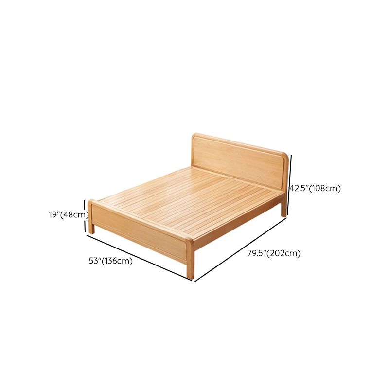 Contemporary Wood Standard Bed, Rectangular Panel Headboard Bed