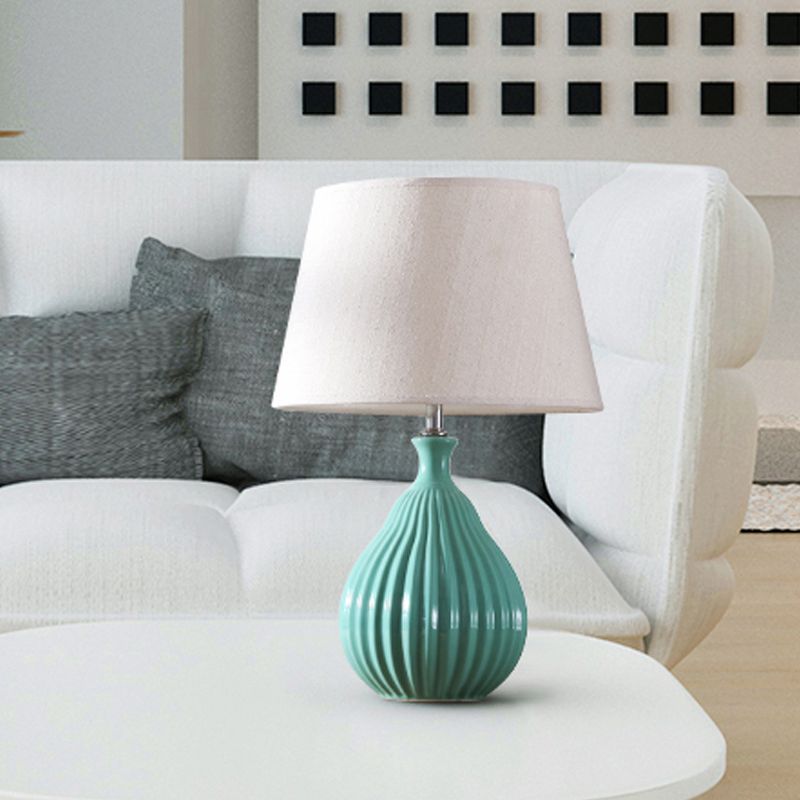 Luz de lágrima blanca/verde Luz Minimalista 1 Lámpara de cerámica de cerámica ligera con sombra de tela de cono