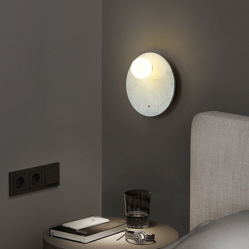 Nordic Style Marble Wall Light Geometric 1 Light Wall Sconce with Glass for Bedroom