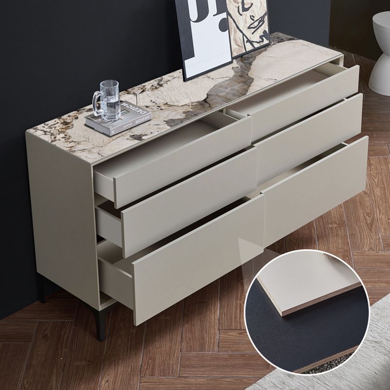 Contemporary Storage Chest Stone Dresser with 6 Drawers , 12.48/15.6 Inch W