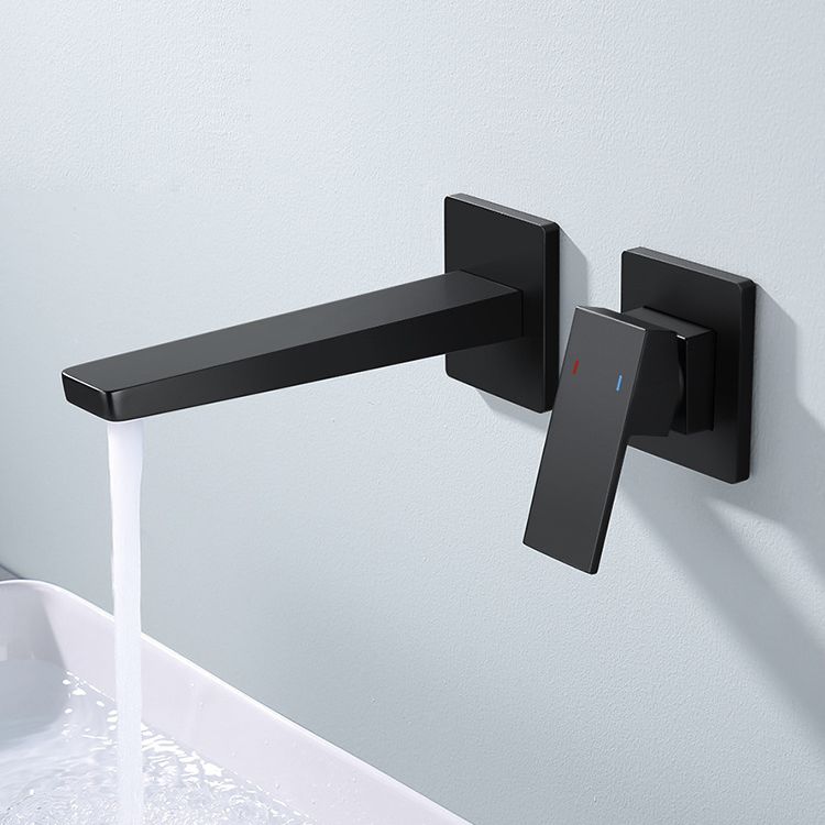 Lever Handle Wall Mounted Bathroom Faucet Modern Faucet with Hot and Cold Indication