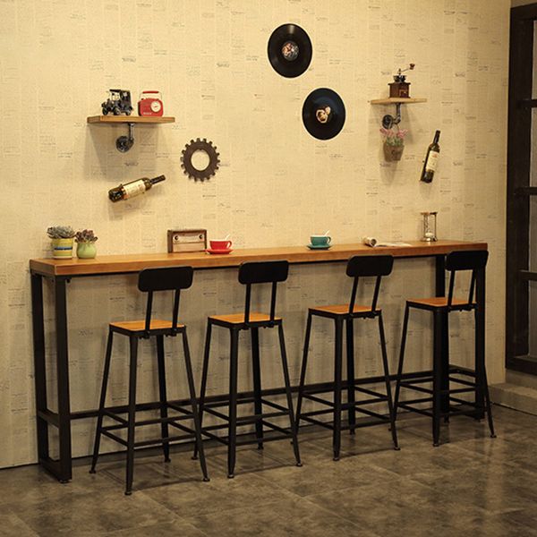 Industrial Bar Table Set 1/5/9 Pieces Rectangle Wood Counter Table with Stools for Bar