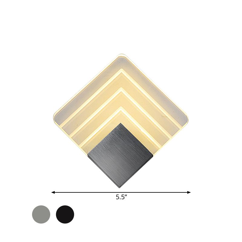 Application murale à LED carrée de 5,5 "/ 8" de largeur LED ACRYLI LED Silver / Mur noir Appiculture