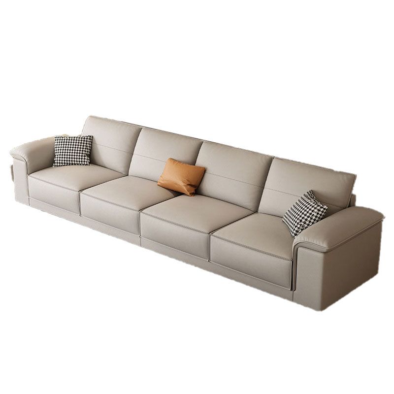 Contemporary 35.4" H Faux Leather Pillow Top Arm Sofa for Living Room