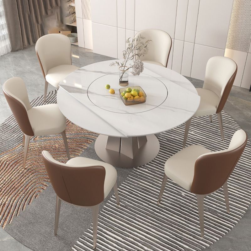Modern Round Sintered Stone Table Set 1/4/5/7/9 Pieces Dining Set