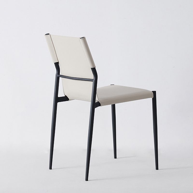 Industrial Leather Dining Chairs Armless Side Chairs with Metal Legs for Home Use