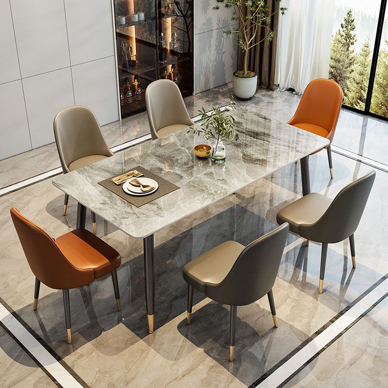Sintered Stone Top Dining Table Metal Base Table for Dining Room