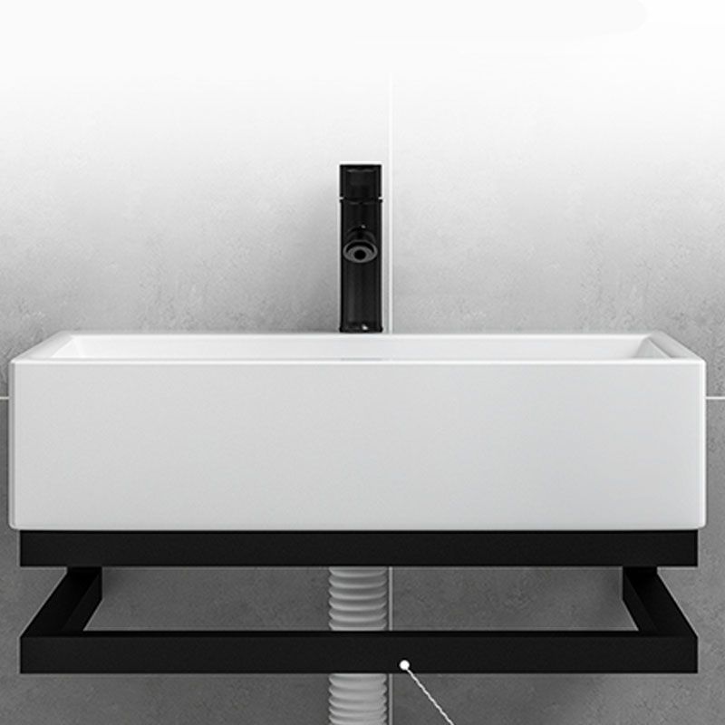 Bathroom Sink Ceramic White Wall-mounted Rod Handle Faucet Sink