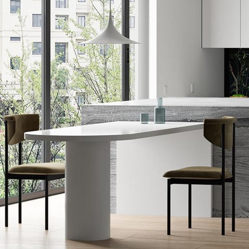 Matte Finish Wood Top Bar Table with Double Pedestal Modern Pub Table for Small Places