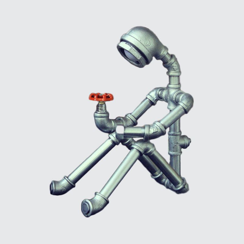 Pipe-Man Chedside Night lampe industrielle Fer 1 tête Silver / Bronze Table Éclairage