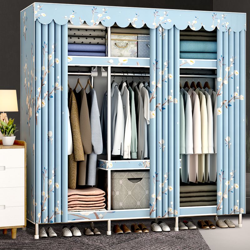 Modern Style Bedroom Wardrobe Metal Wardrobe Closet with Shelves