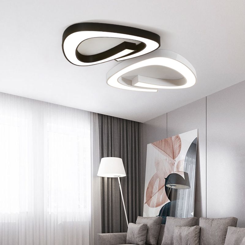 Simplicity Triangle LED Flush Light Fixture Acrylic Living Room Ceiling Mounted Lamp