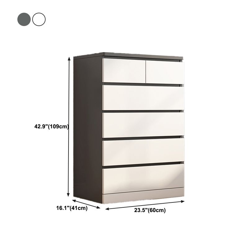 Modern Style White Storage Chest Vertical Wooden Chest with 3 / 4 / 5 / 6 Drawers