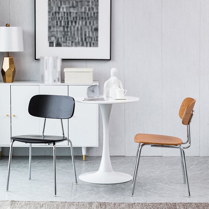 Modern Style Dining Chair Wooden Open Back Side Chair with Metal Base