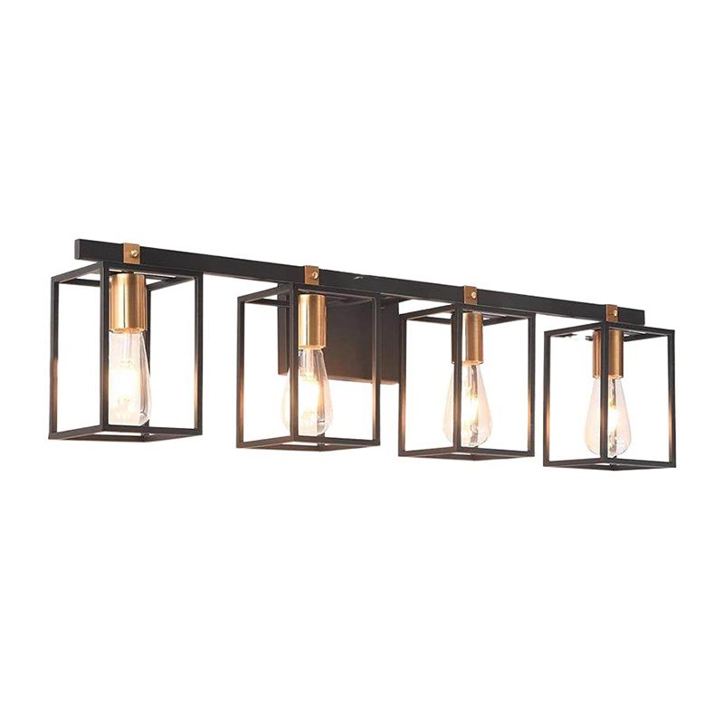 Black 1/2/3/4-Light Bathroom Vanity Light Modern Metal Bath Bar