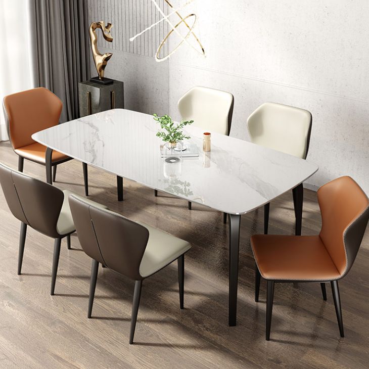 Rectangle Dining Table Industrial Dining Table with Black Frame