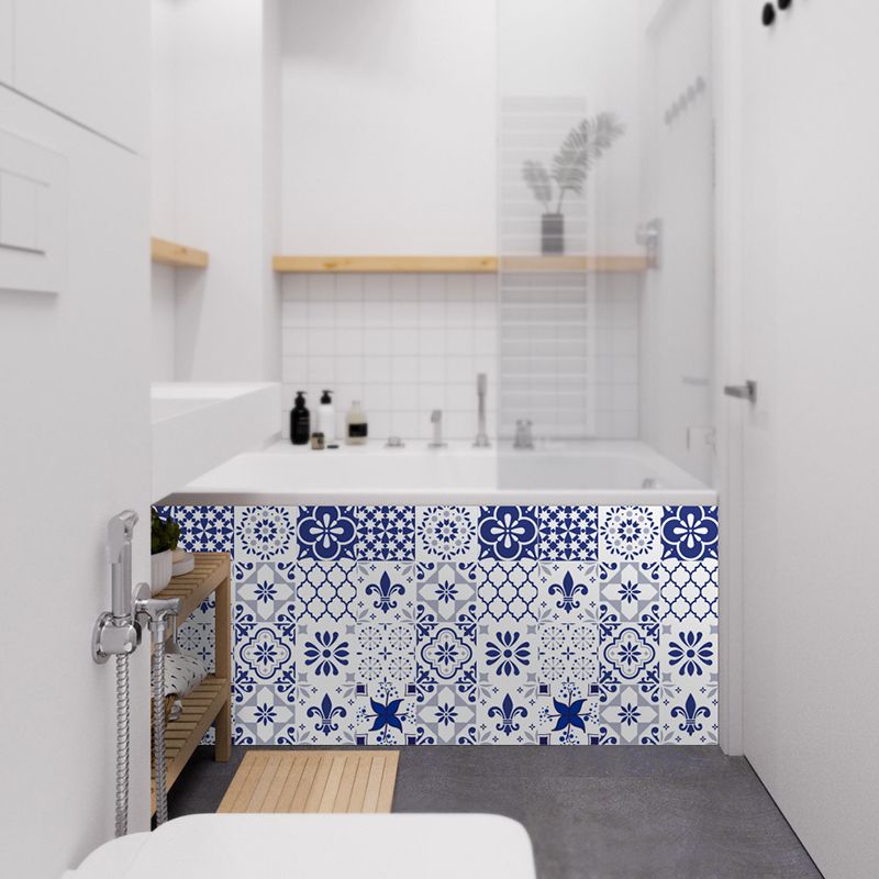 Bohemia Tile Wallpaper Panel Set Blue Peel and Paste Wall Covering for Living Room