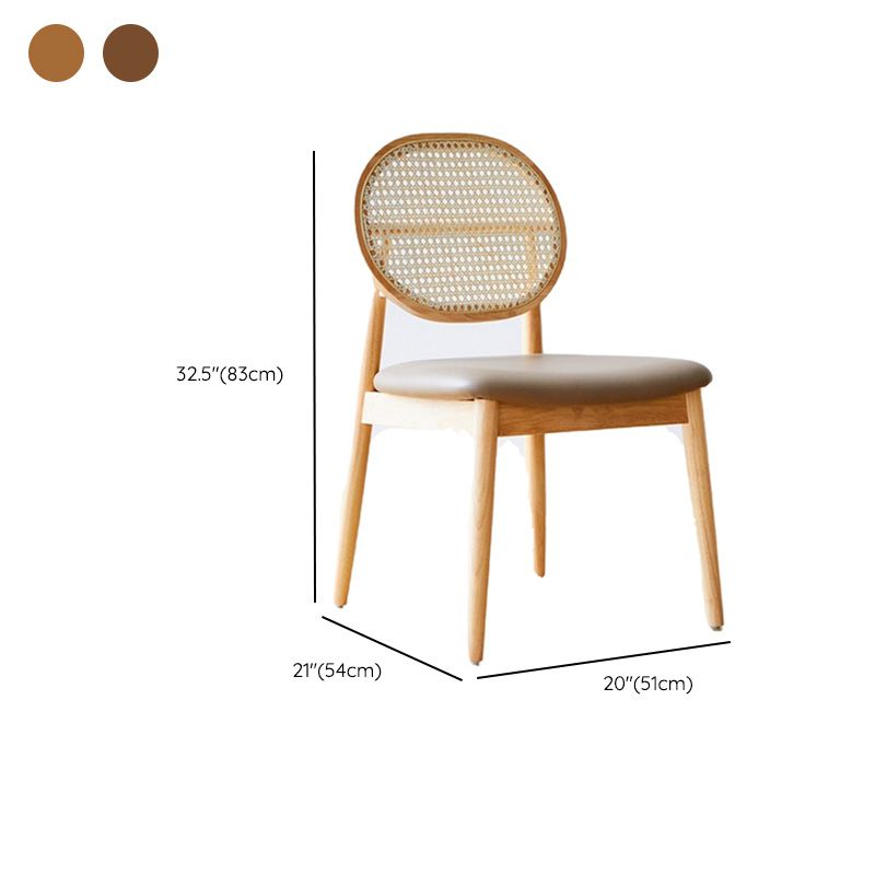 Tropical Dining Side Chair Rattan Outdoors Dining Chairs with Upholstered