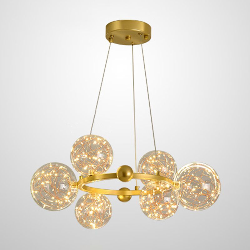 Multi Lights Ball Pendant Chandelier Modern Style Glass Hanging Lamps
