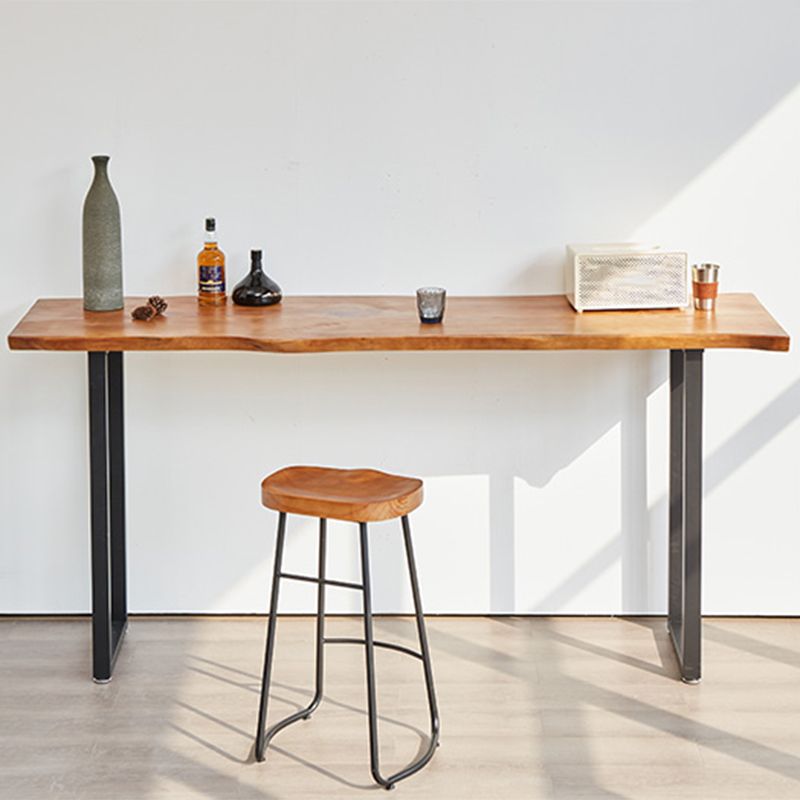 Rectangle Contemporary Solid Wood Bar Height Pub Table for Living Room