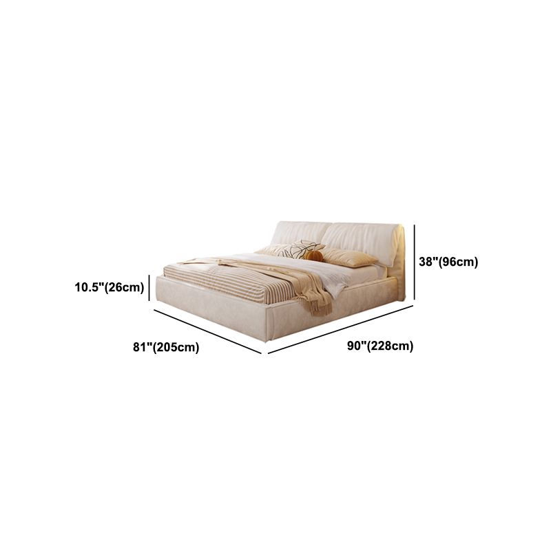 Modern Style Upholstered Headboard White Imitation Leather Bed