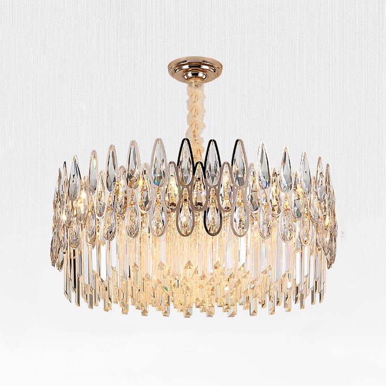 Eigentijdse ronde hanglamp lichte armatuur kristal woonkamer kroonluchter in helder