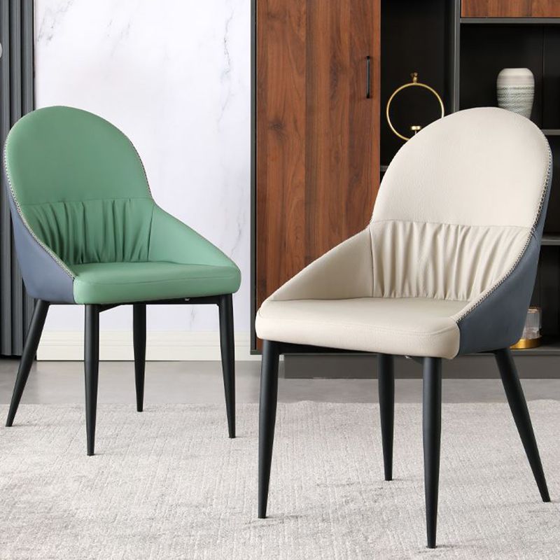 Modern Indoor Upholstered Side Chair Faux Leather Side Chair with Metal Legs