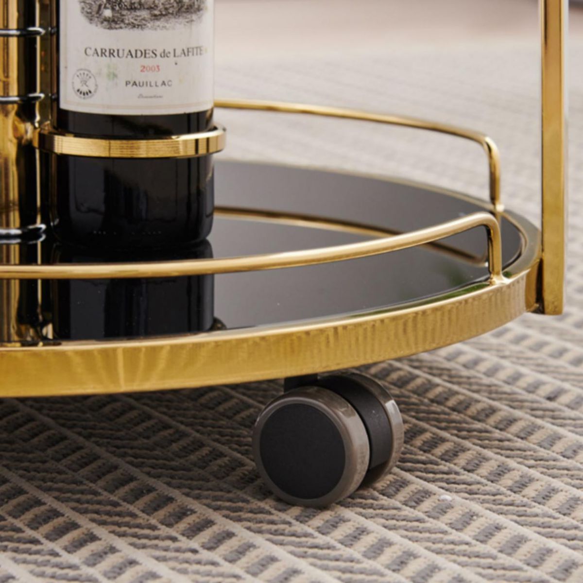 32.28" High Modern Style Round Prep Table Rolling Metal Prep Table for Home