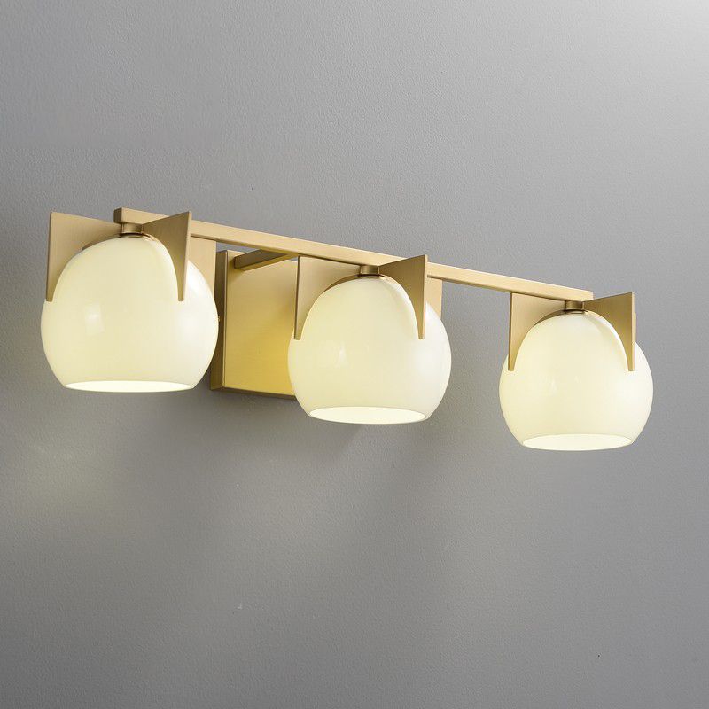 Postmodern Metal Wall Sconce Geometric Shape Vanity Lamp with Glass Shade for Bathroom