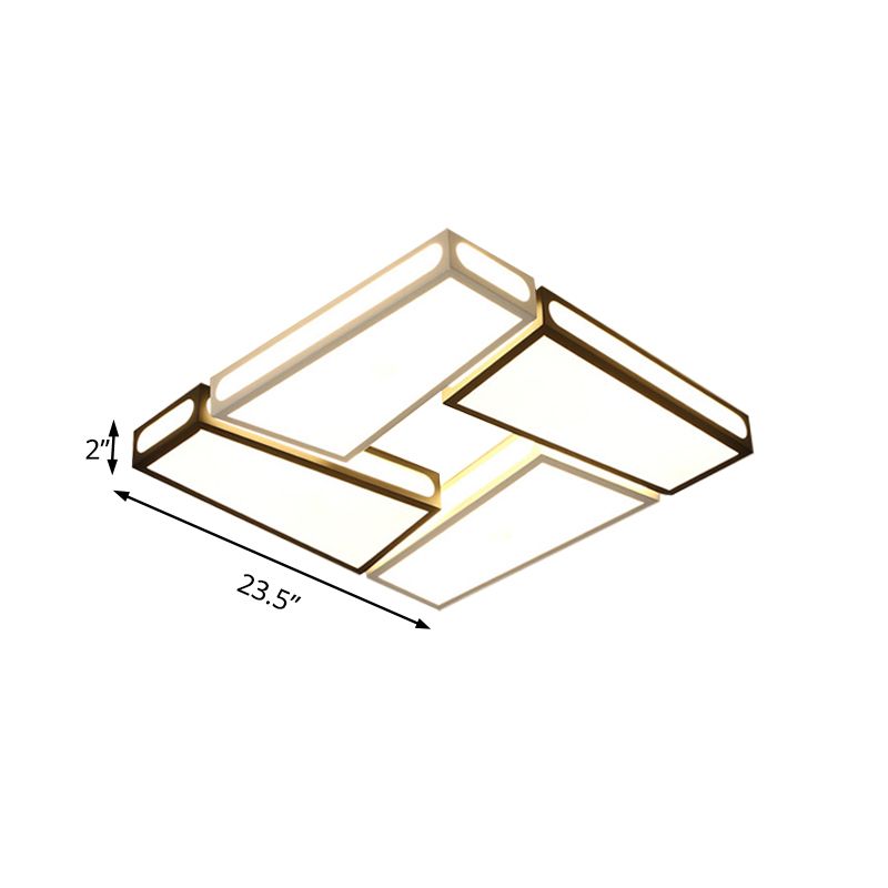 Contemporary LED Ceiling Lamp with Acrylic Shade White Squared Flush Pendant Light in Warm/White Light, 18"/23.5" Dia