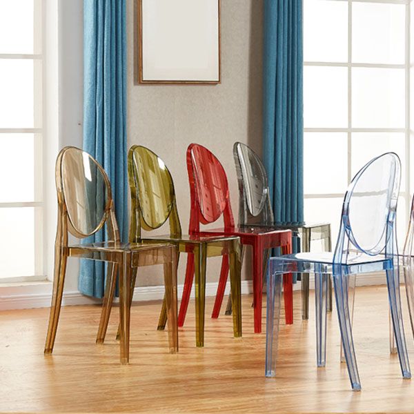 Silla lateral de plástico moderna con acabado mate, silla de comedor con respaldo abierto