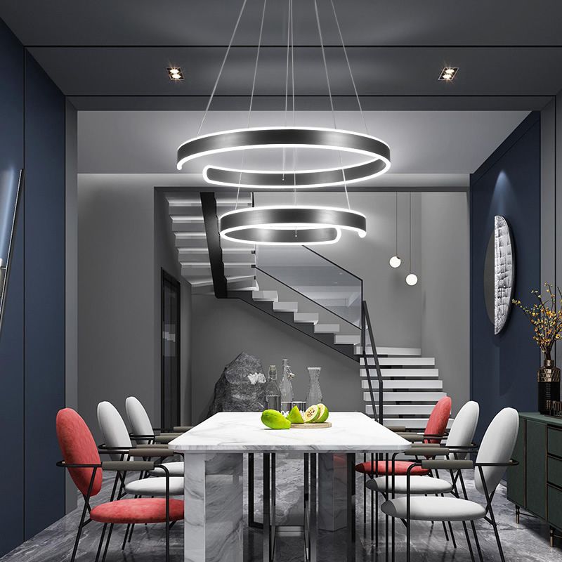 Geometric Shaped Restaurant Chandelier Pendant Light Aluminum Contemporary LED Hanging Light