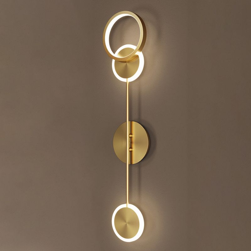 Nordic Style Brass Wall Light Circle Gold LED Wall Sconce for Living Room