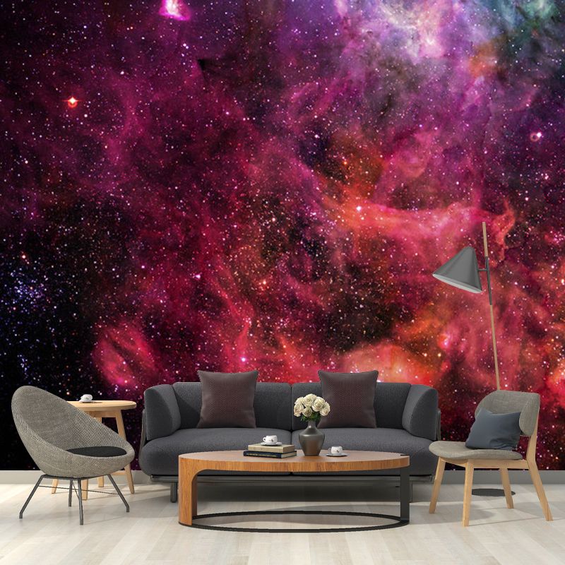 Purple and Pink Simplicity Mural Full Size Galaxy Wall Art for Ceiling, Personalized Size Available