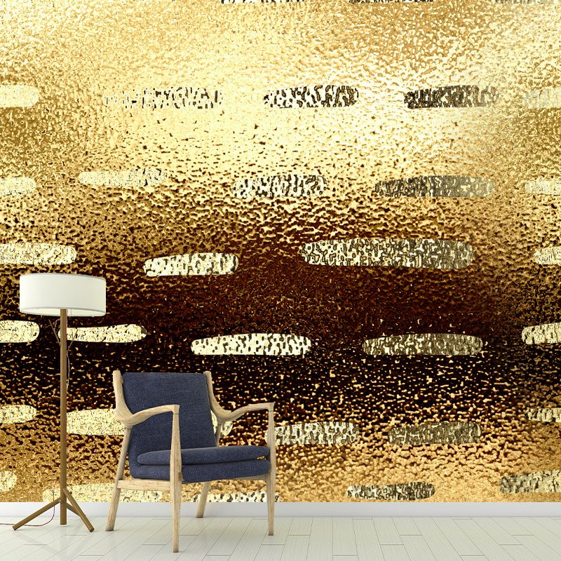Striped Foil Wallpaper Mural Gold Modernist Wall Decor for Bedroom, Custom Printed