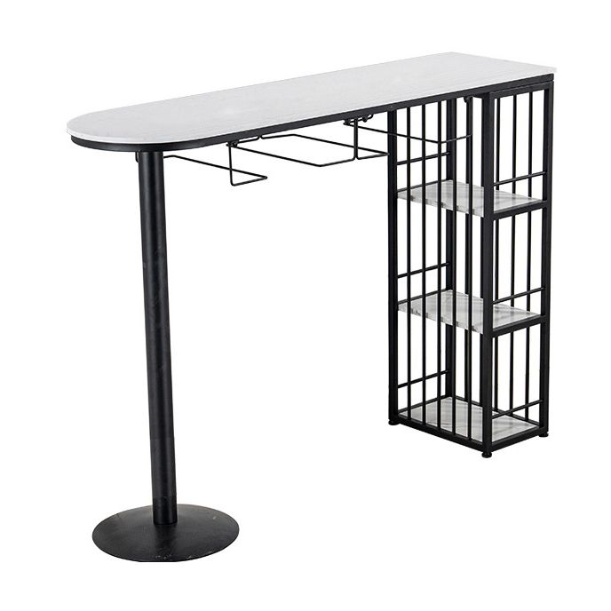 Glam Free Form Bar Table White Marble Table with Storage for Living Room