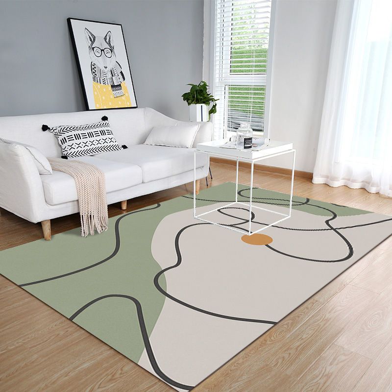 Purple Modern Rug Polyester Color Block Area Rug Non-Slip Backing Rug for Home Decor