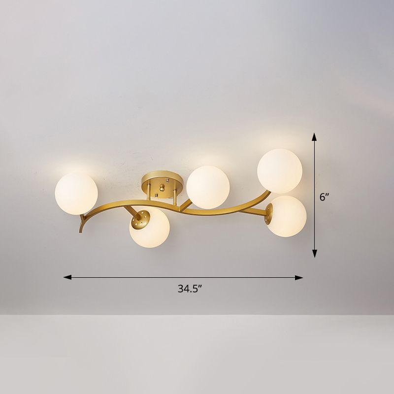 Branche Semi encastré éclairage postmoderne boule verre plafonnier pour salon