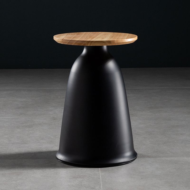 17.7"/21.6" Tall Mental Pedestal End Table Wood Round Side End Table