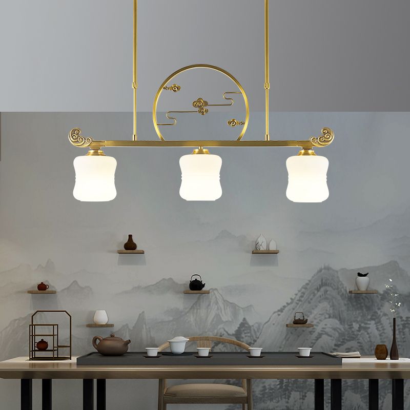 Éclairage d'éclairage d'île géométrique Contemporain 3 Éclairage d'îlot de cuisine léger avec une teinte en verre