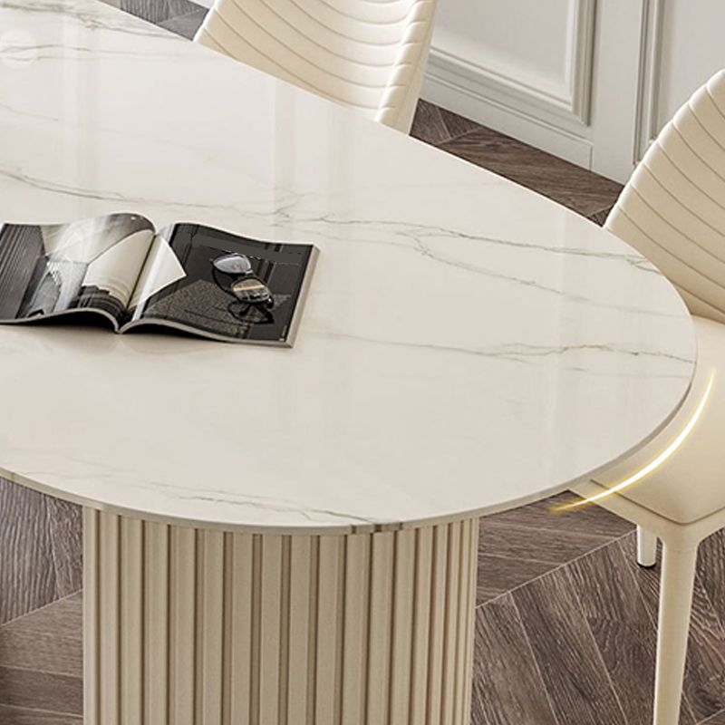 Double Pedestal Dining Room Table Modern Stone Table for Kitchen