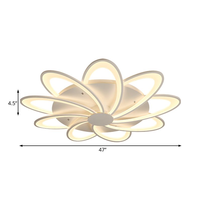 Contemporary Flower Flushmount Lighting Acrylic 6/7/8-Light Bedroom Ceiling Flush Mount in Warm/White Light