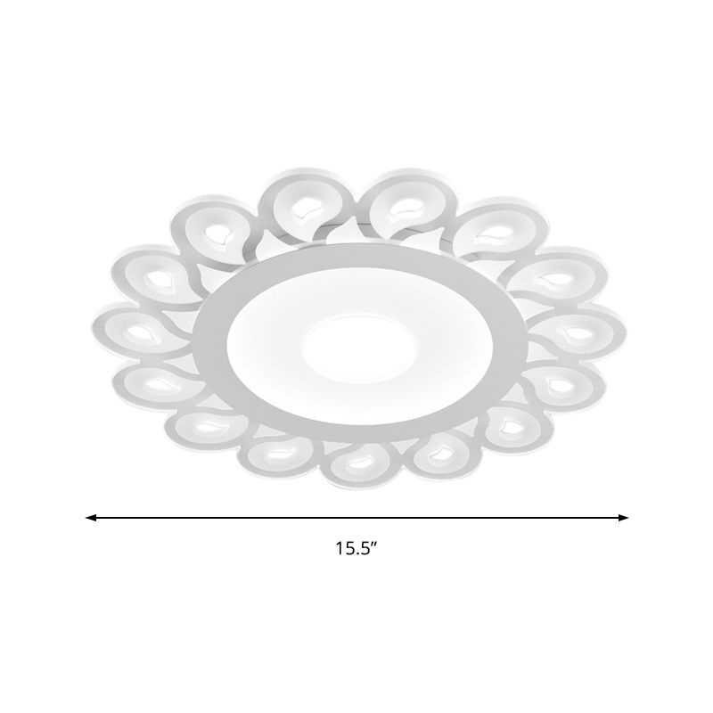 Lámpara de techo Circular acrílica moderna con patrón de caída, montaje empotrado LED para sala de estar en blanco, 16 "/19,5"/23,5 "de diámetro